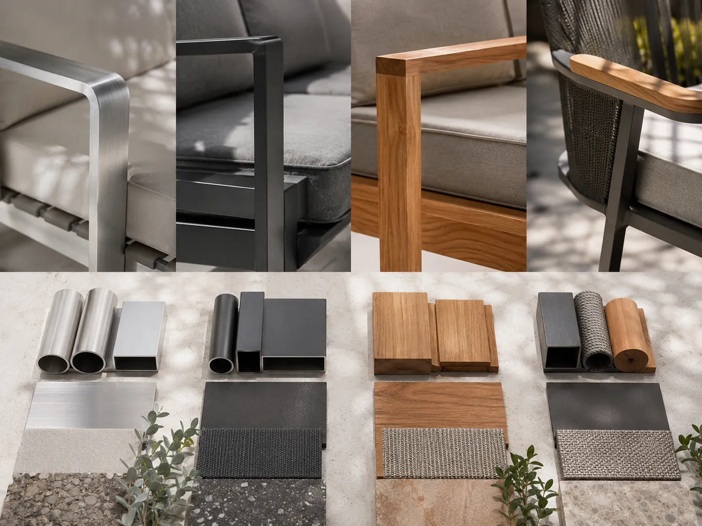 Outdoor furniture frame materials for aluminum, metal and mixed structure customization