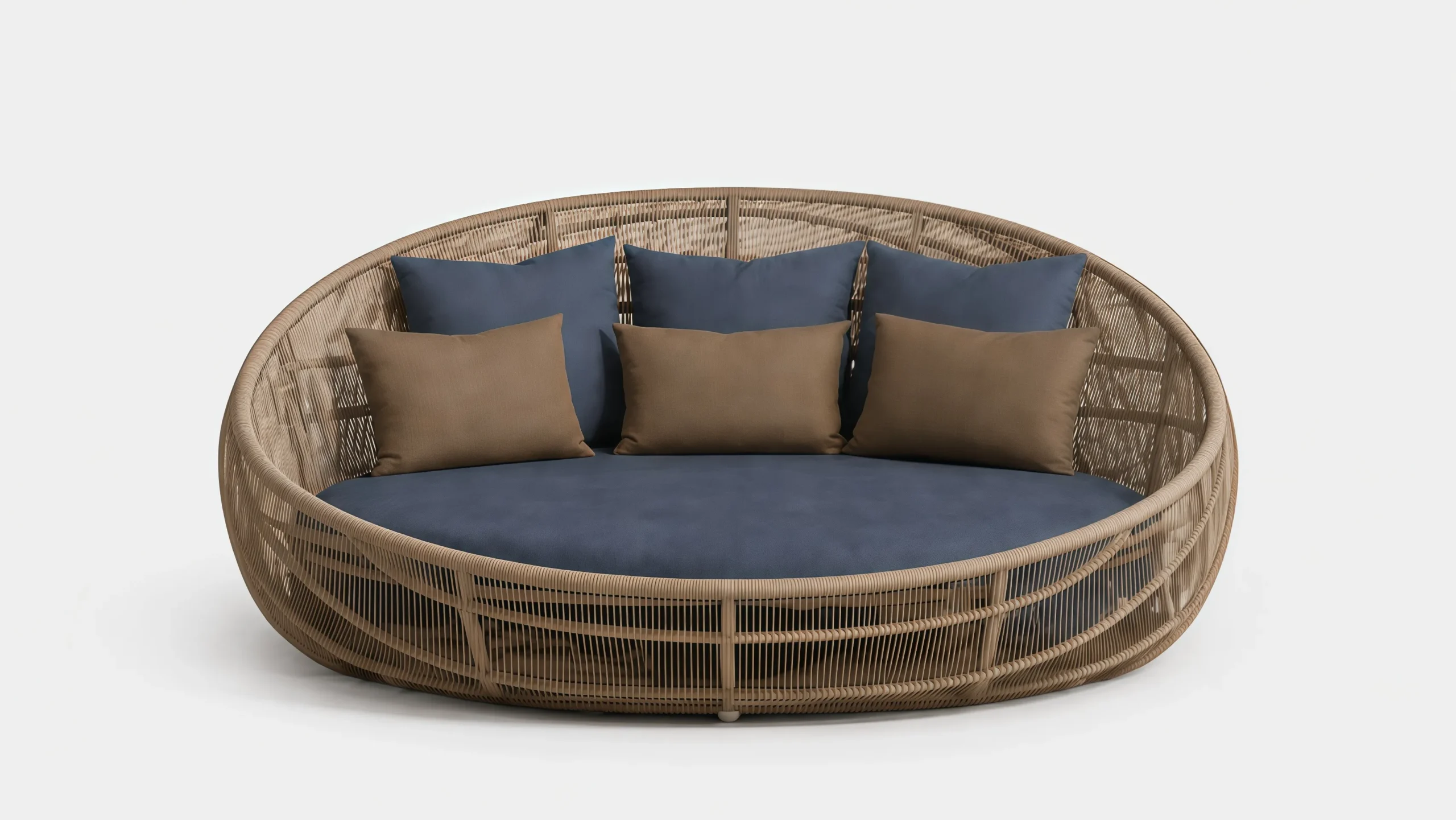 Premium Round Wicker Outdoor Daybed for Hotel Poolside