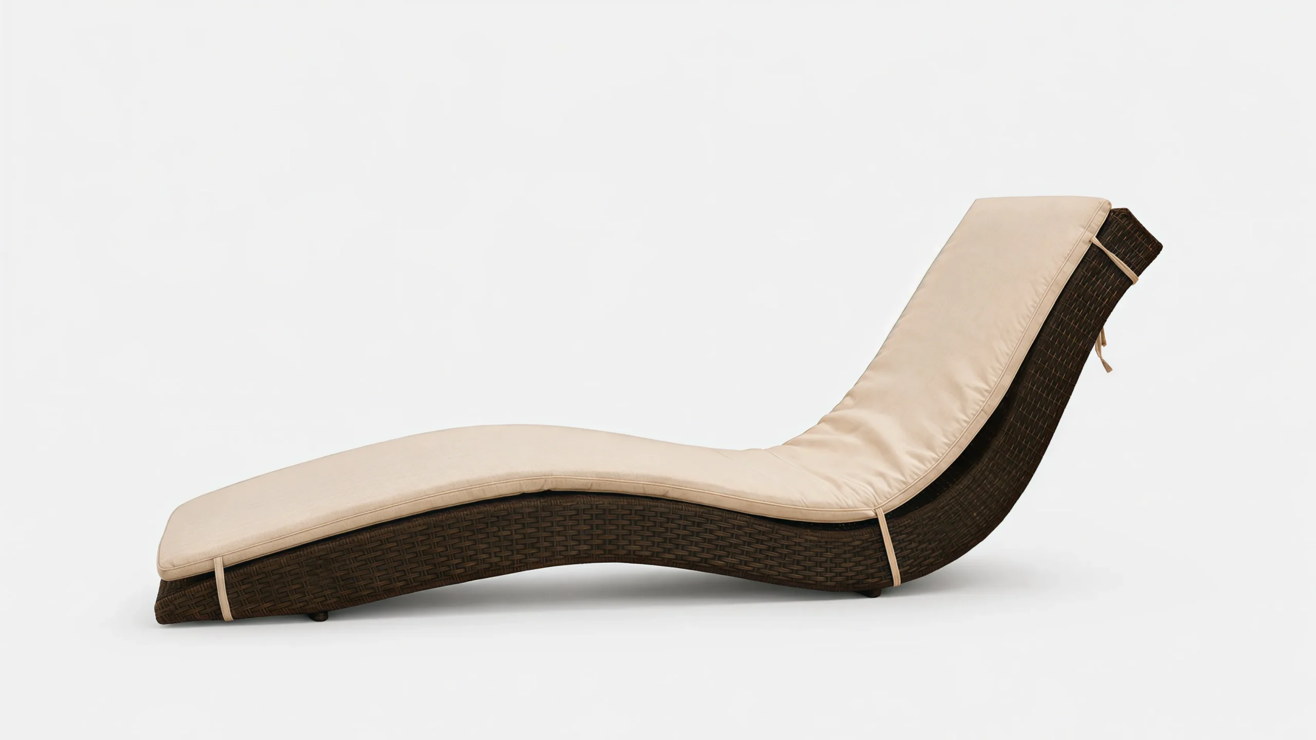 Adjustable Wicker Outdoor Sun Lounger with Beige Cushion
