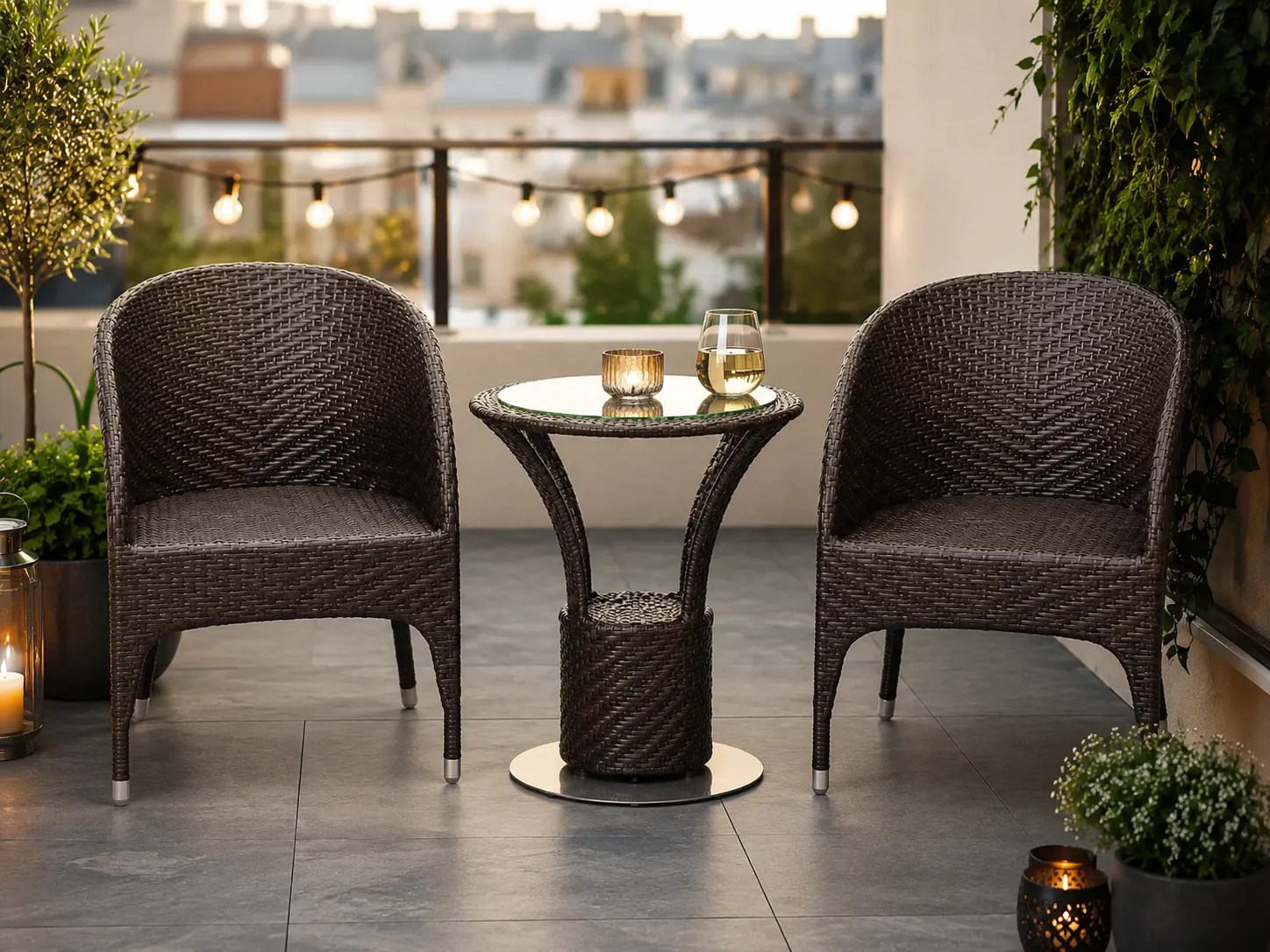 PE rattan bistro set for balcony dining