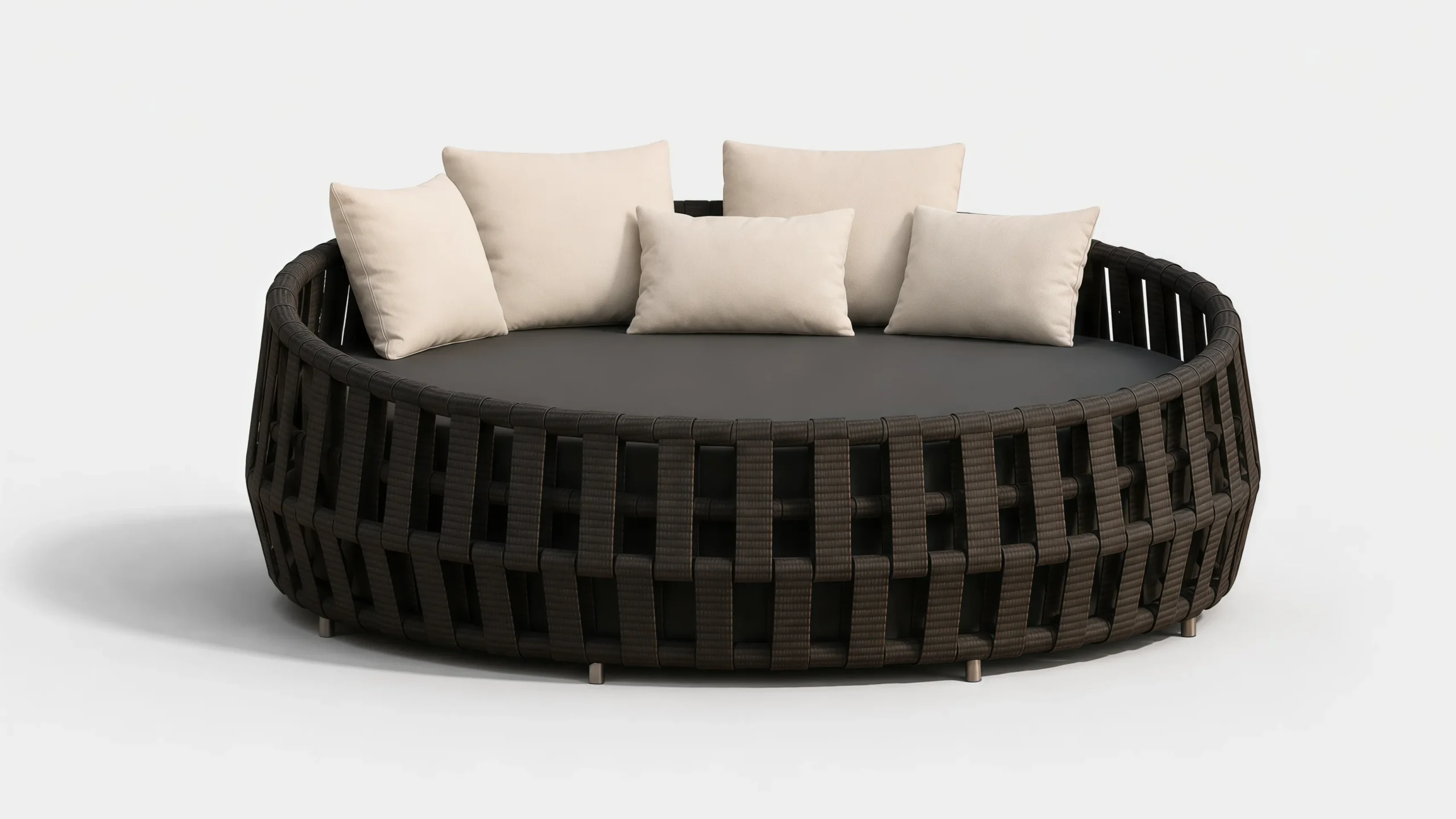 Black Wicker Outdoor Daybed for Hotel Poolside Projects