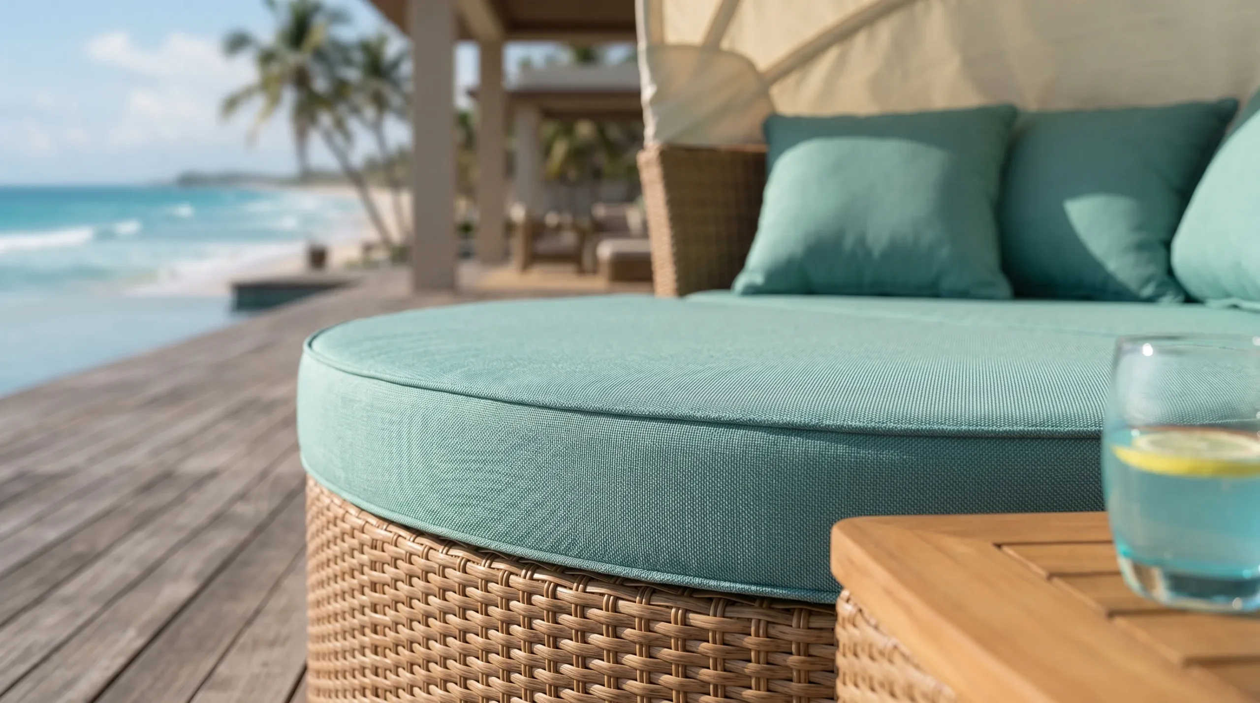 Large Wicker Outdoor Daybed with Adjustable Canopy
