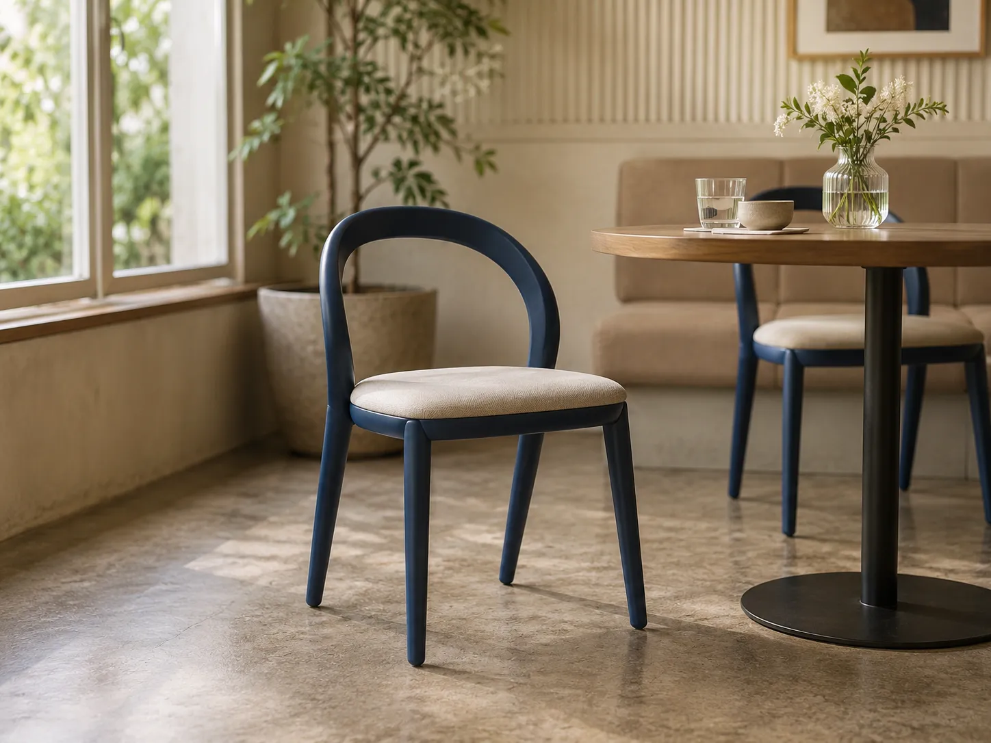 Modern black dining chair for cafe and casual dining spaces