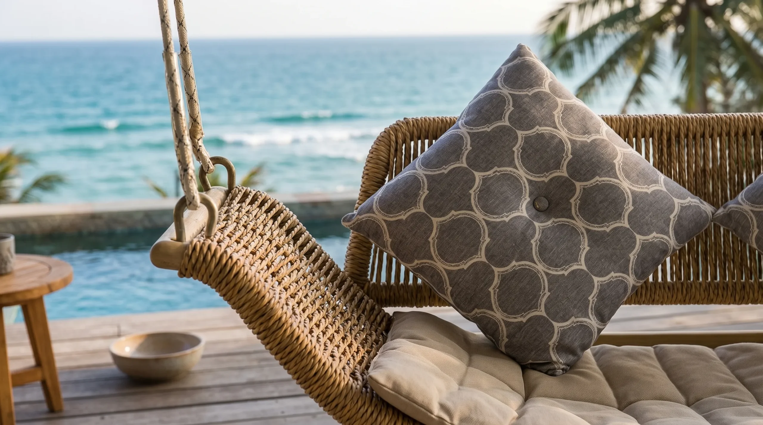 Rope Outdoor Hanging Swing Daybed for Patio and Garden Spaces