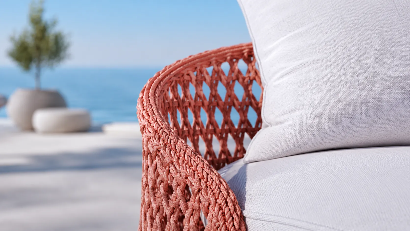 Coral Wicker Outdoor Conversation Set for Hospitality Projects