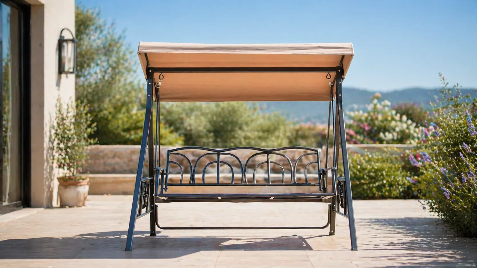 Three-Seater Outdoor Patio Swing Chair with Canopy