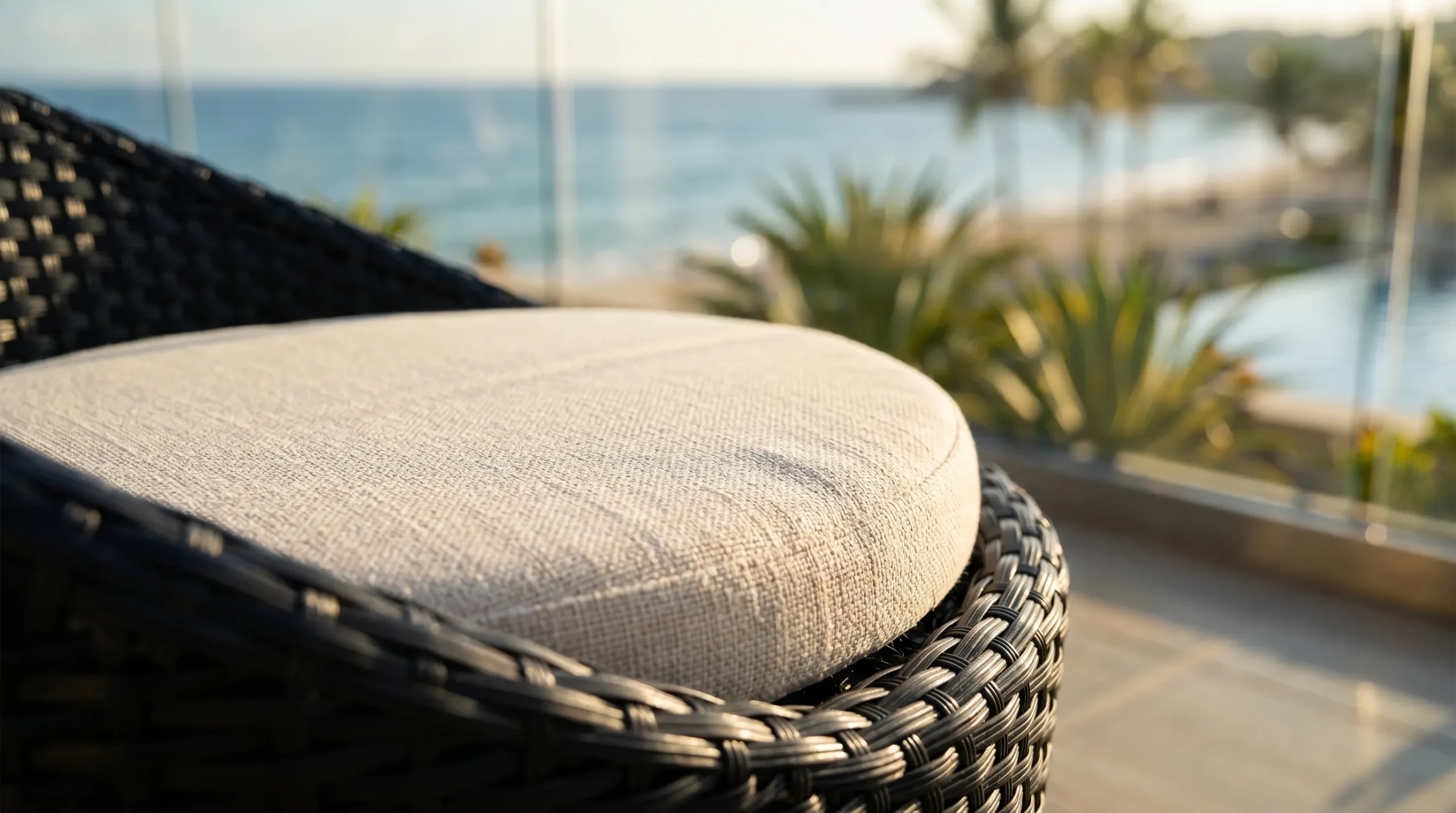 Black PE Rattan Bistro Set with 2 Barrel Chairs & Round Glass Table for Patio Balcony Café