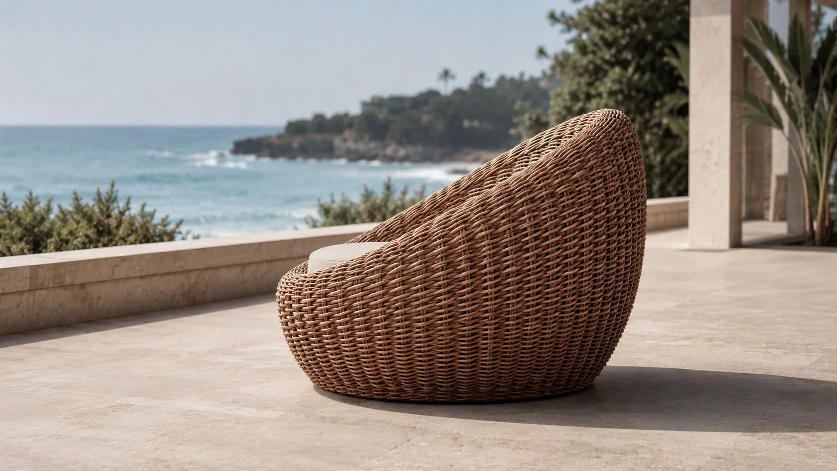 PE Rattan Outdoor Lounge Chair with Cushion for Patio & Resort Seating