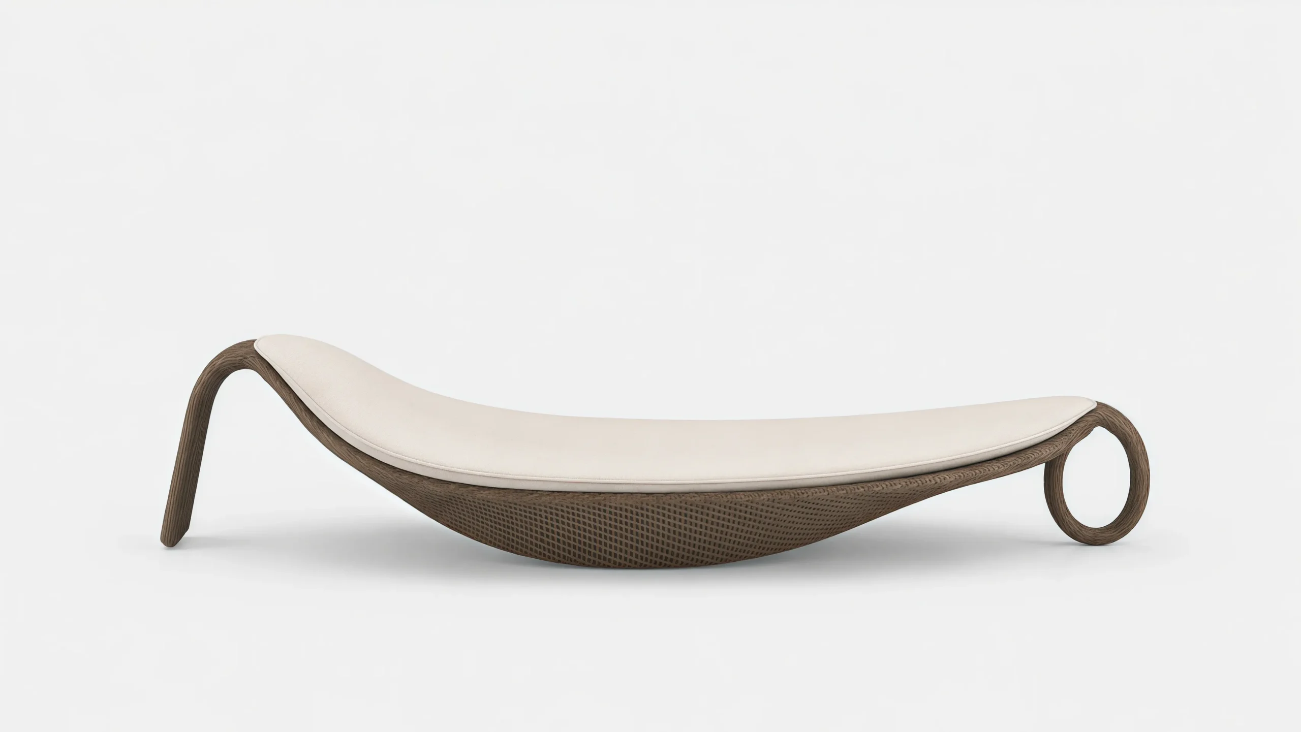 Curved Wicker Outdoor Sun Lounger without Cushion