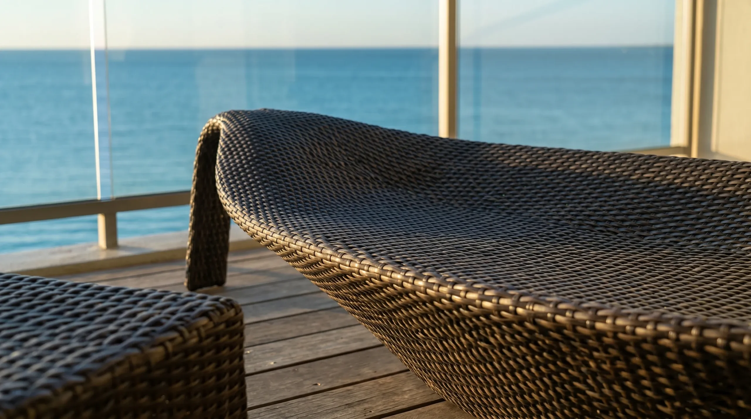 Curved Wicker Outdoor Sun Lounger without Cushion