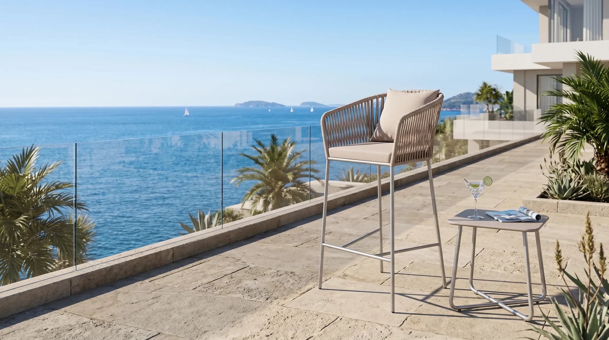 Rope Outdoor Bar Stool for Hotel and Restaurant Projects