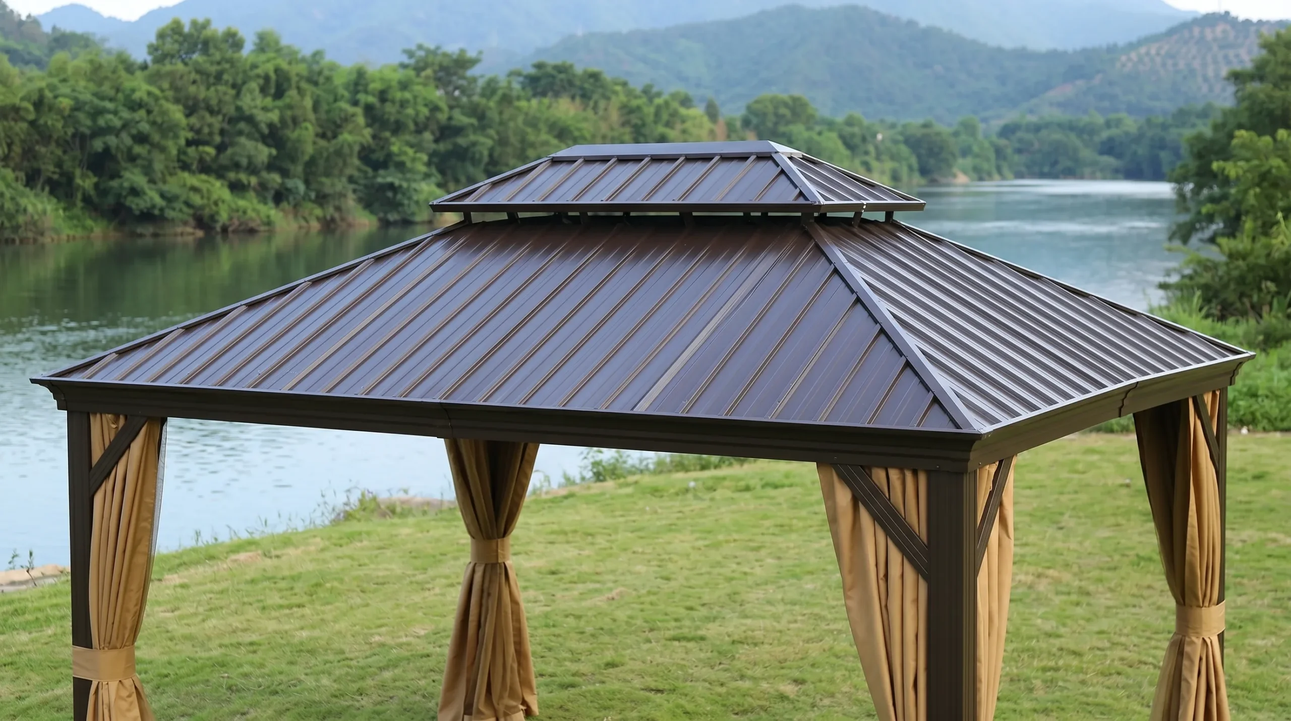 Extra Large Outdoor Gazebo with Curtains