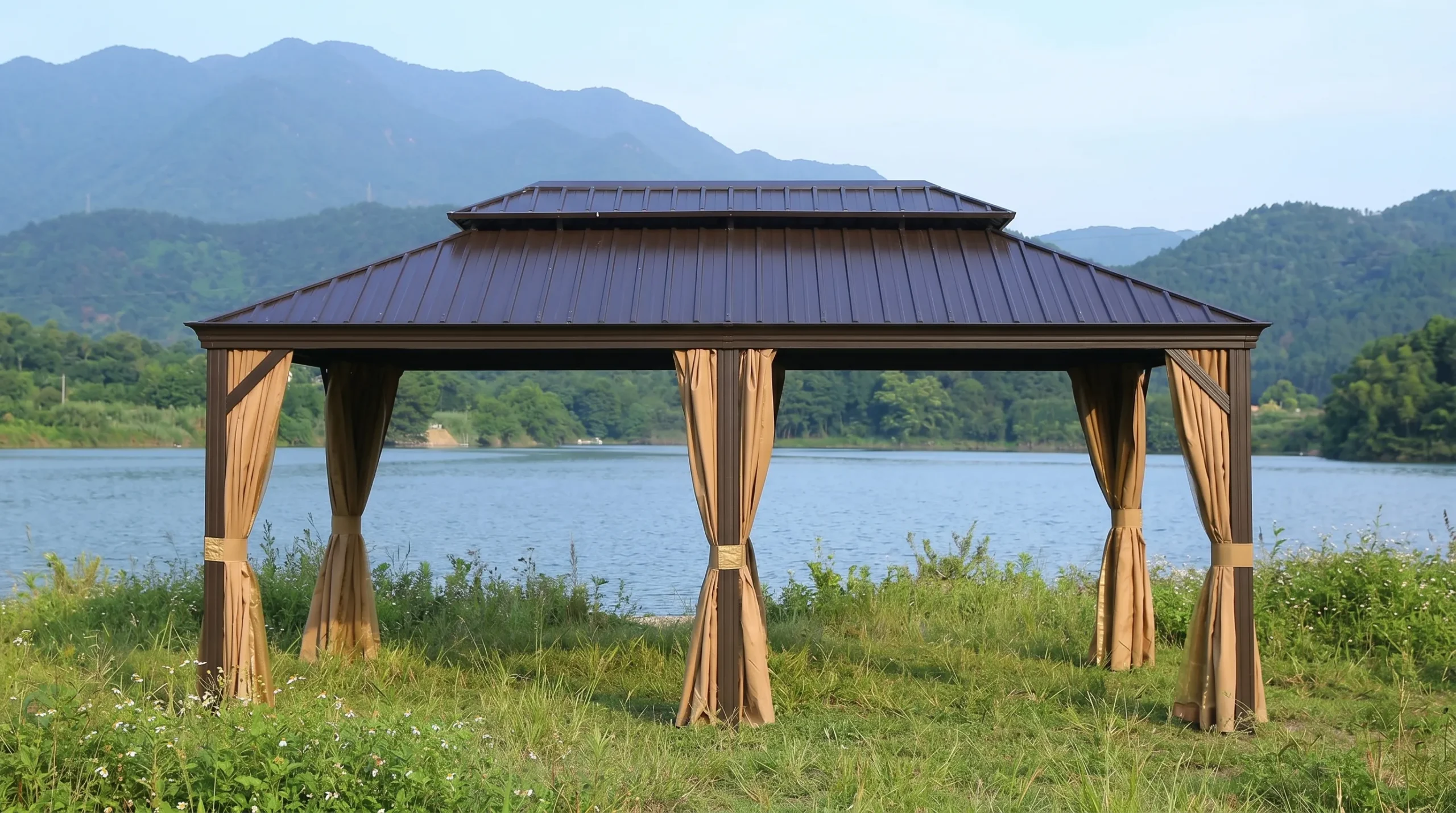Extra Large Outdoor Gazebo with Curtains