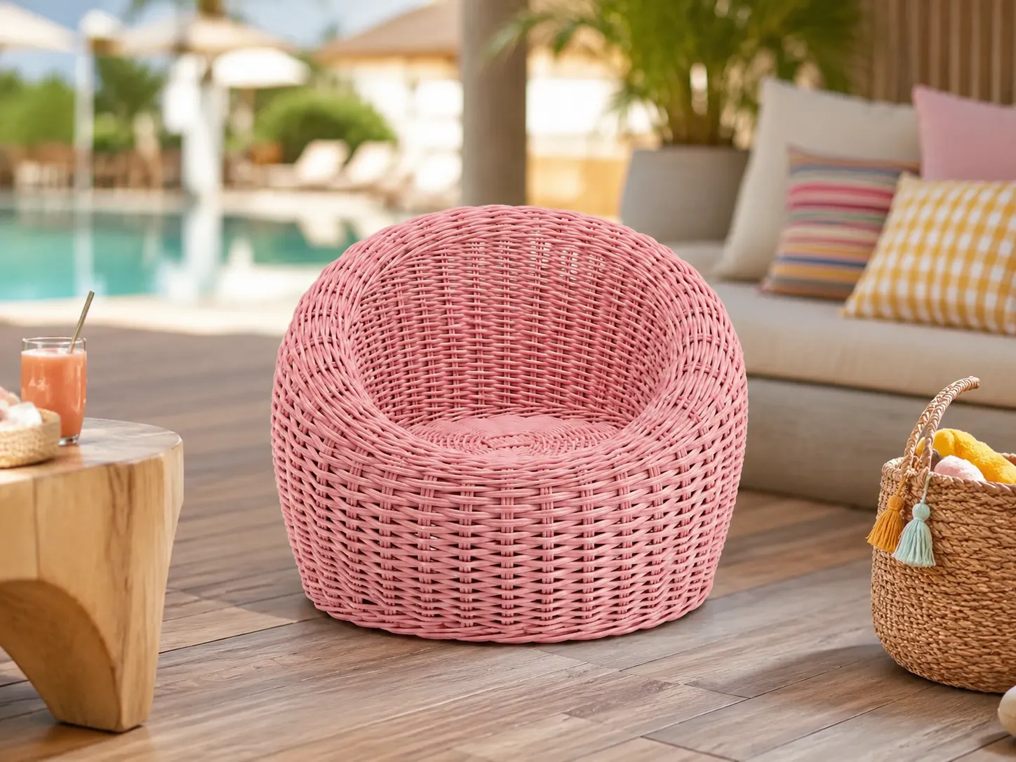 Kids rattan outdoor chair for family resort spaces