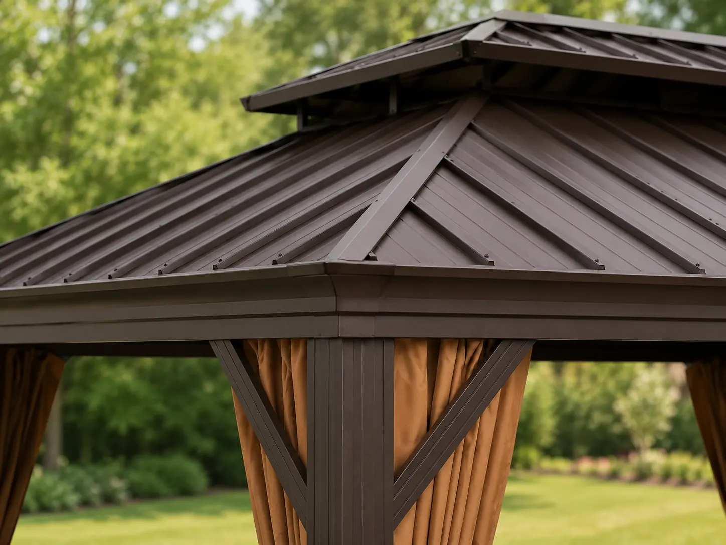Galvanized steel roof detail of outdoor gazebo