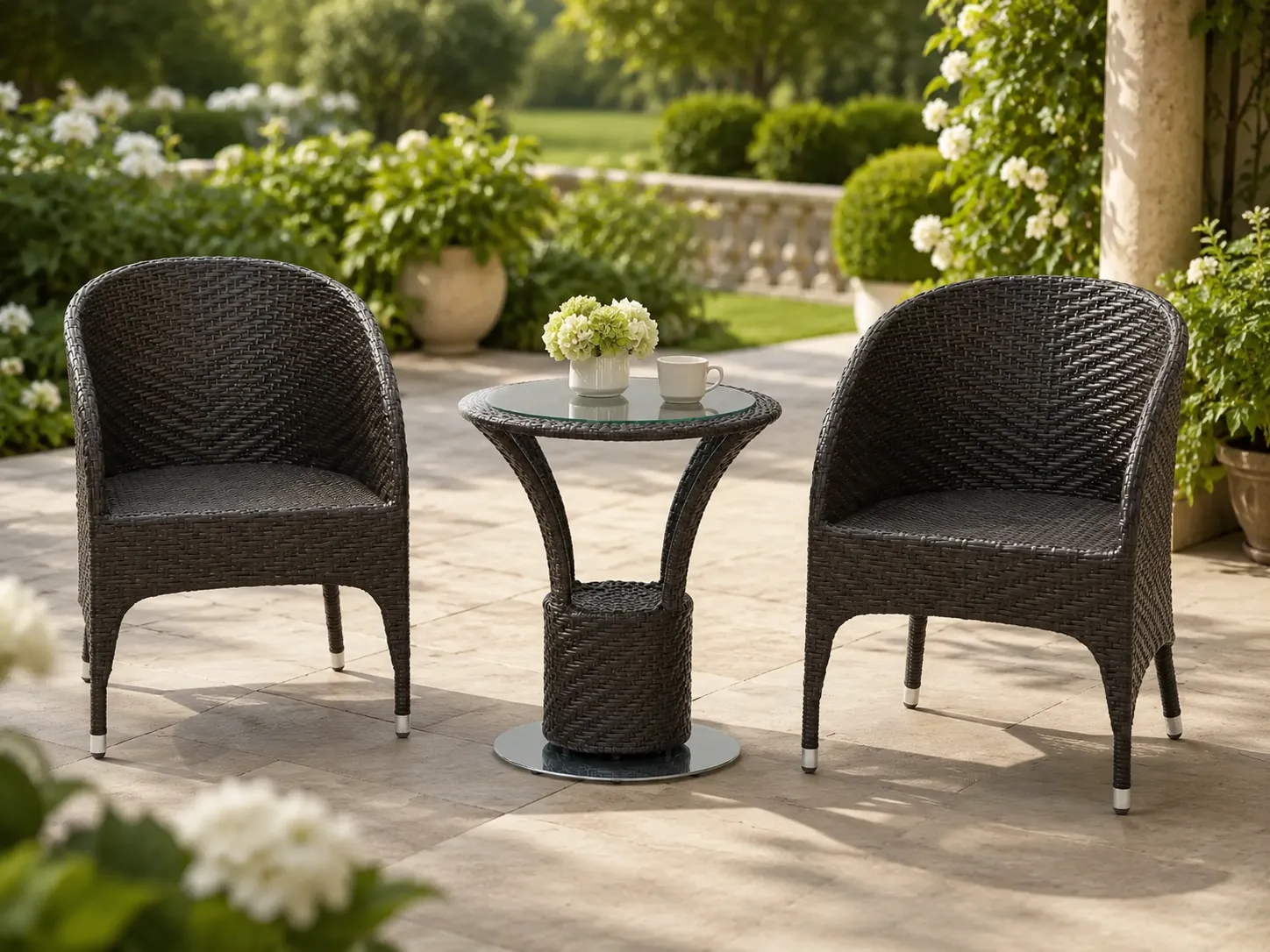 Rattan bistro set for garden patio