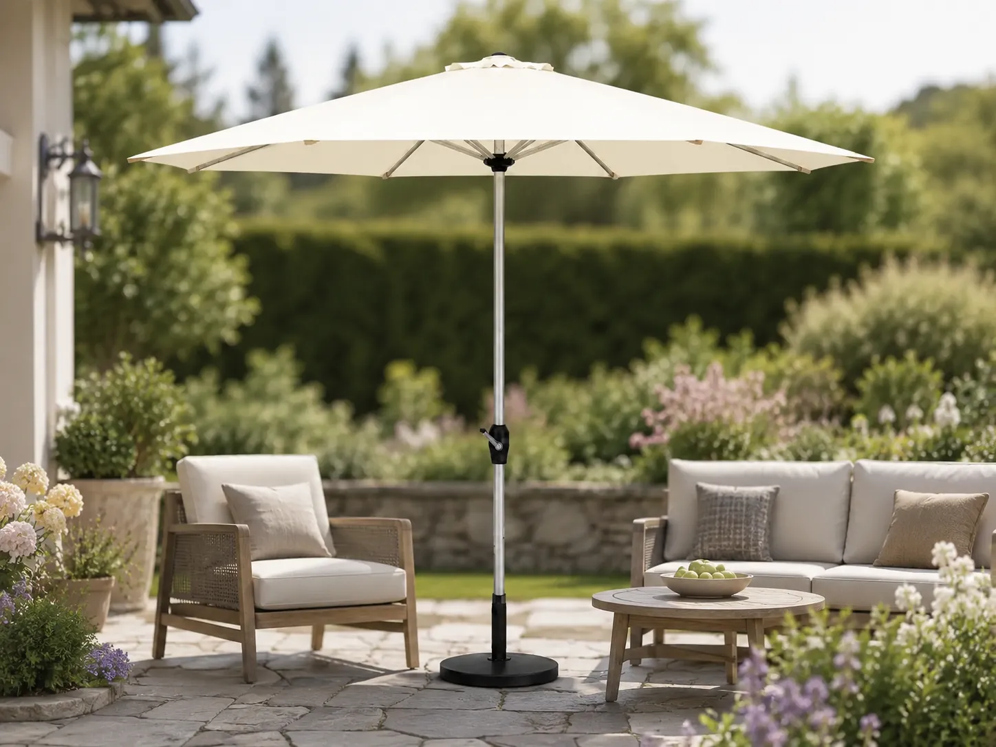 Stainless steel patio umbrella for garden shade areas