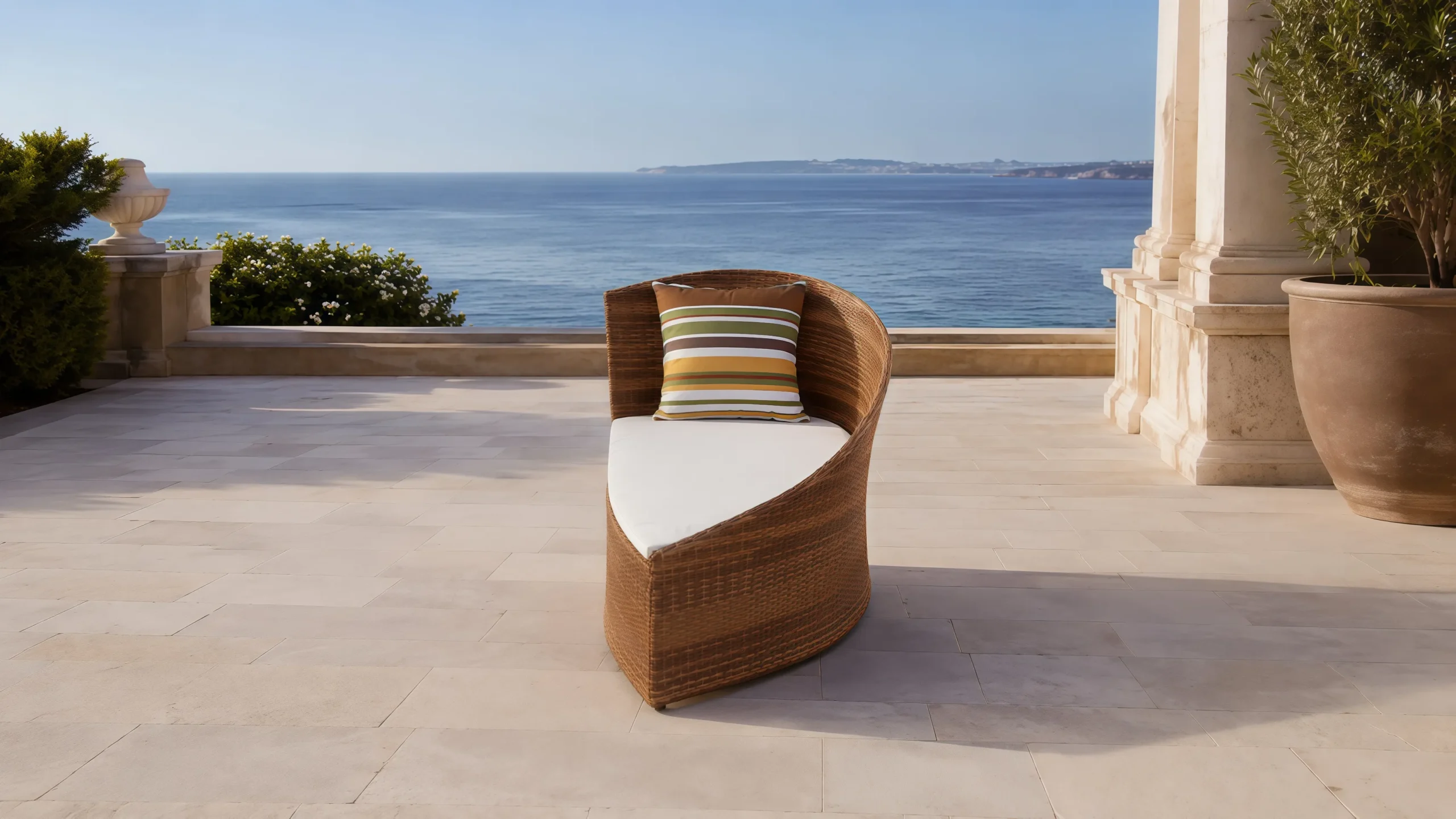PE Rattan Outdoor Lounge Chair with Stainless Steel Frame