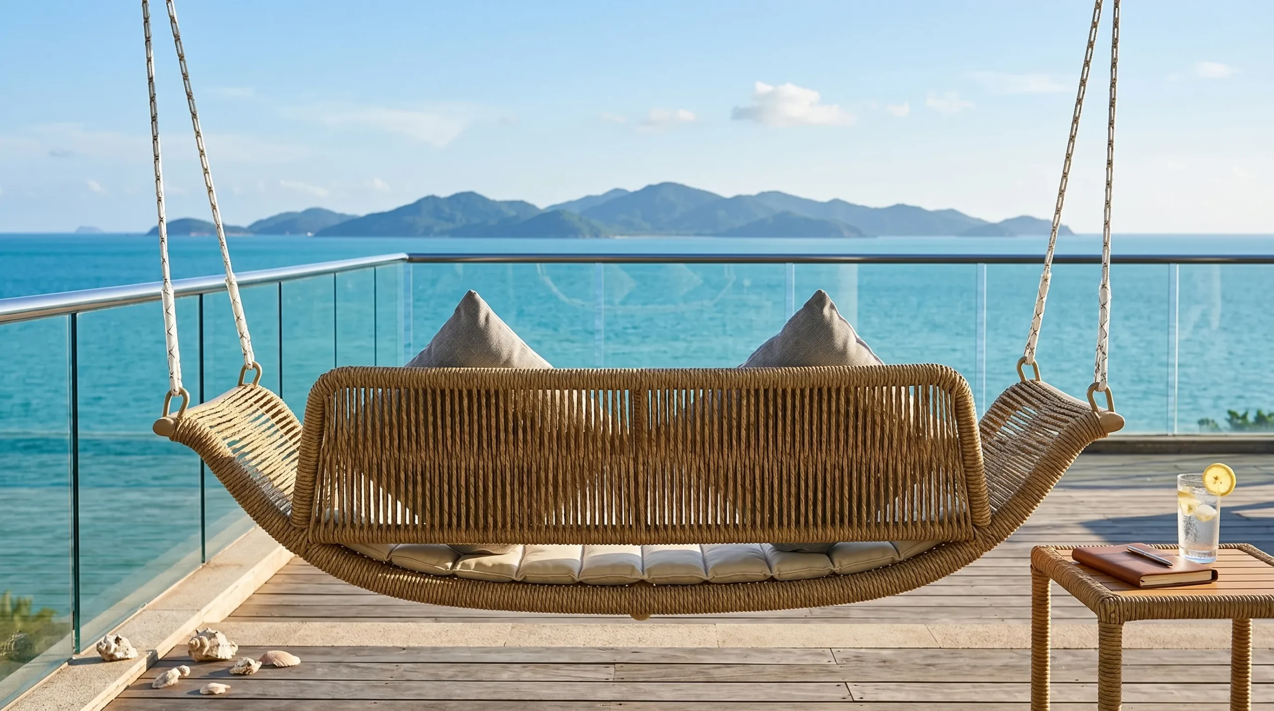 Rope Outdoor Hanging Swing Daybed for Patio and Garden Spaces
