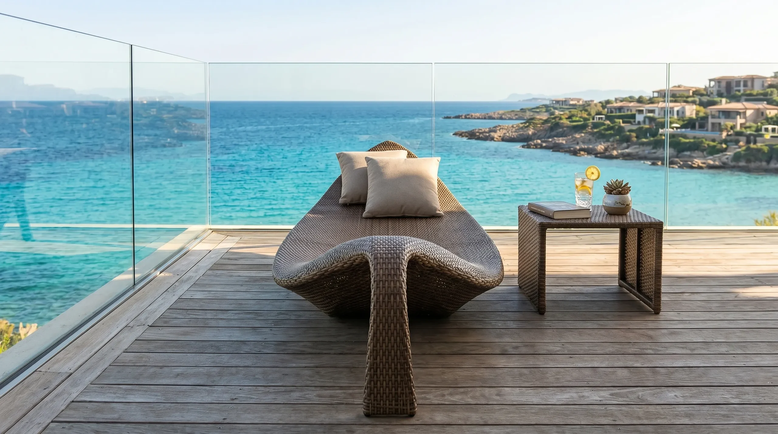 Curved Wicker Outdoor Sun Lounger without Cushion