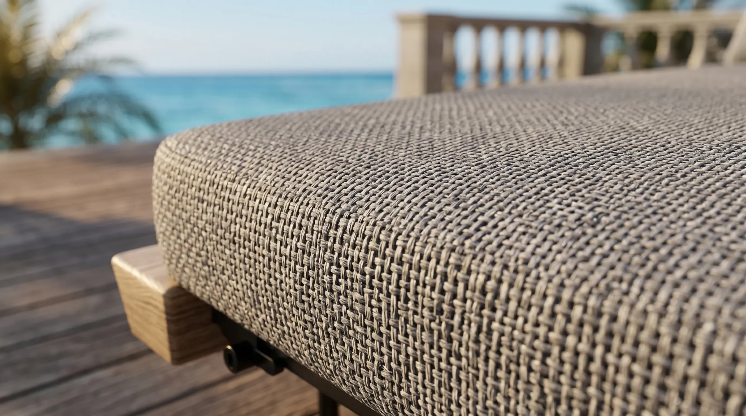 Grade-A Teak Outdoor Sun Lounger with Grey Cushion