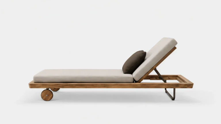 Grade-A Teak Outdoor Sun Lounger with Grey Cushion