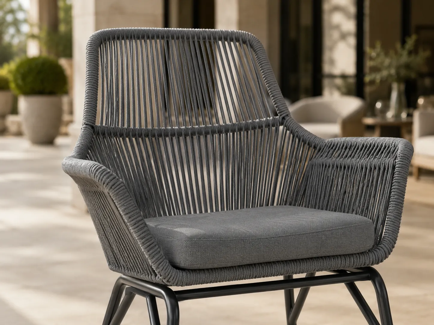 Grey rope armchair detail