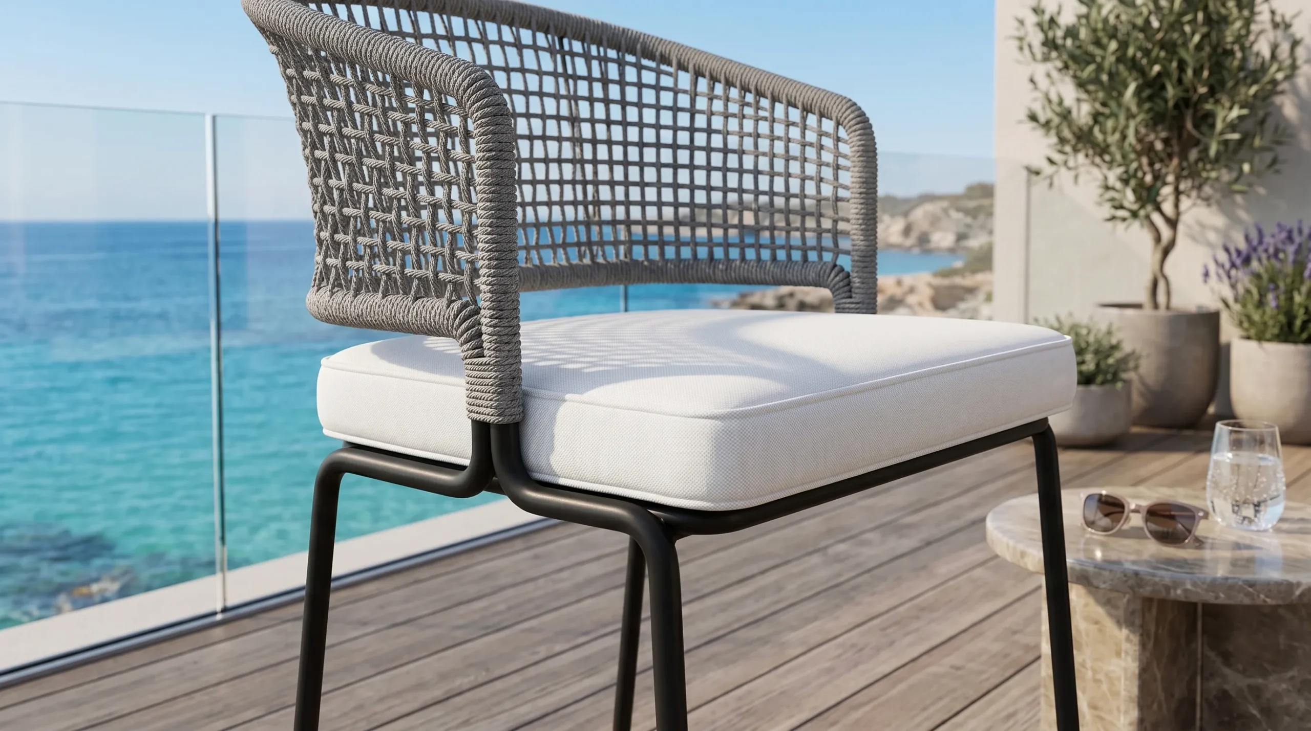 Grey Rope Outdoor Bar Stool for Hotel Bar Projects