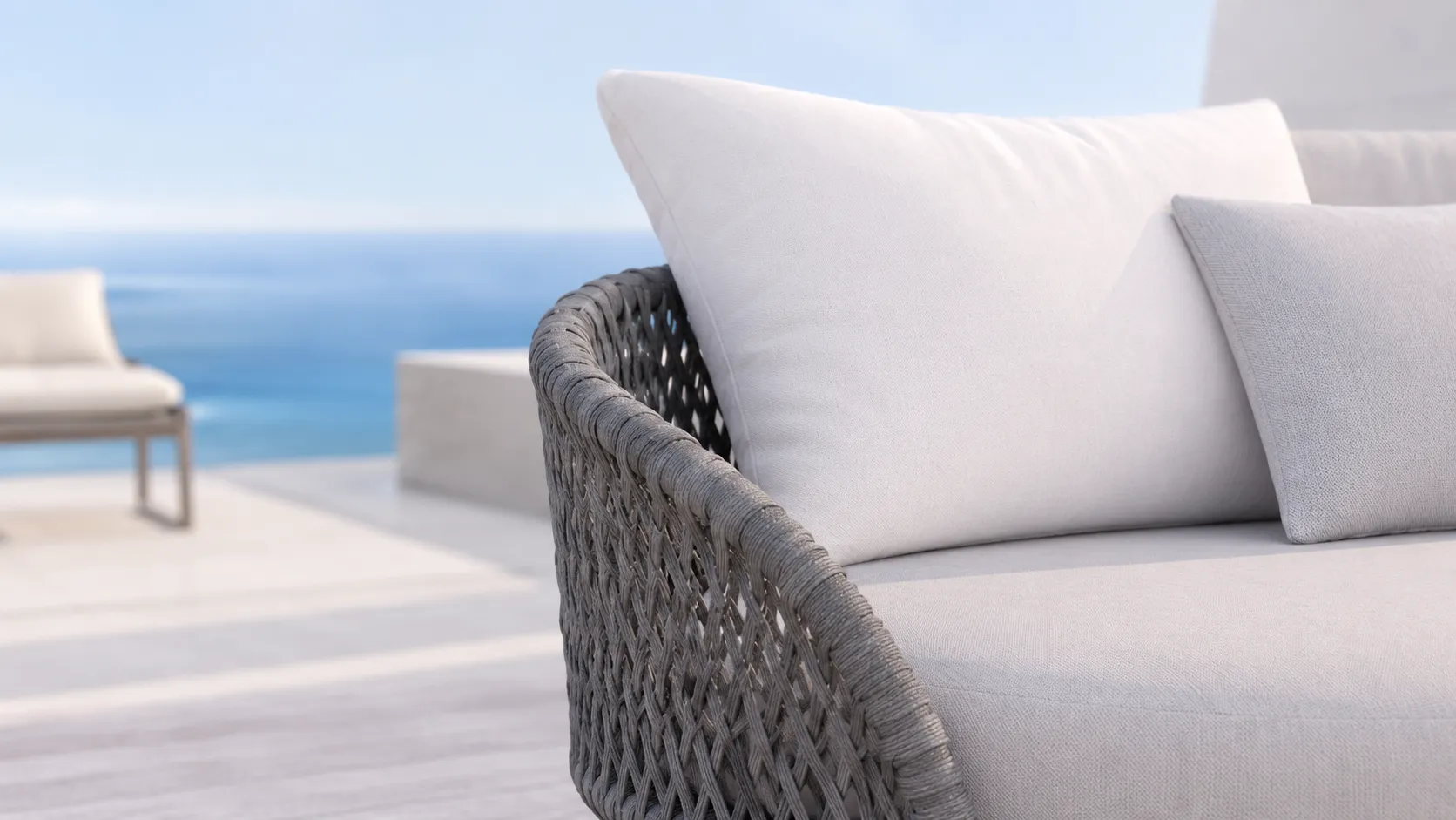 Grey Wicker Outdoor Conversation Set for Hospitality Projects