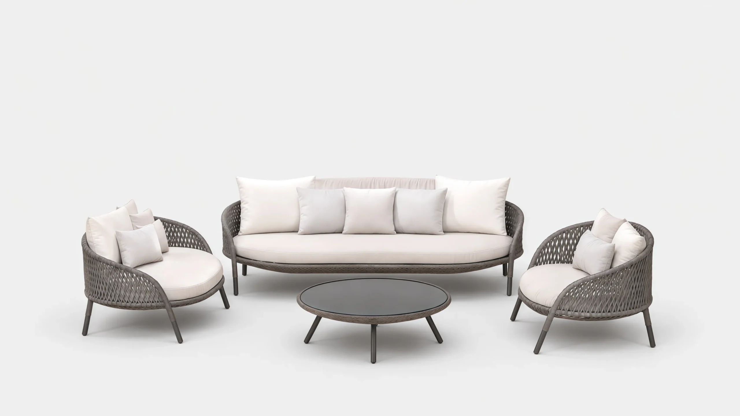 Grey Wicker Outdoor Conversation Set for Hospitality Projects