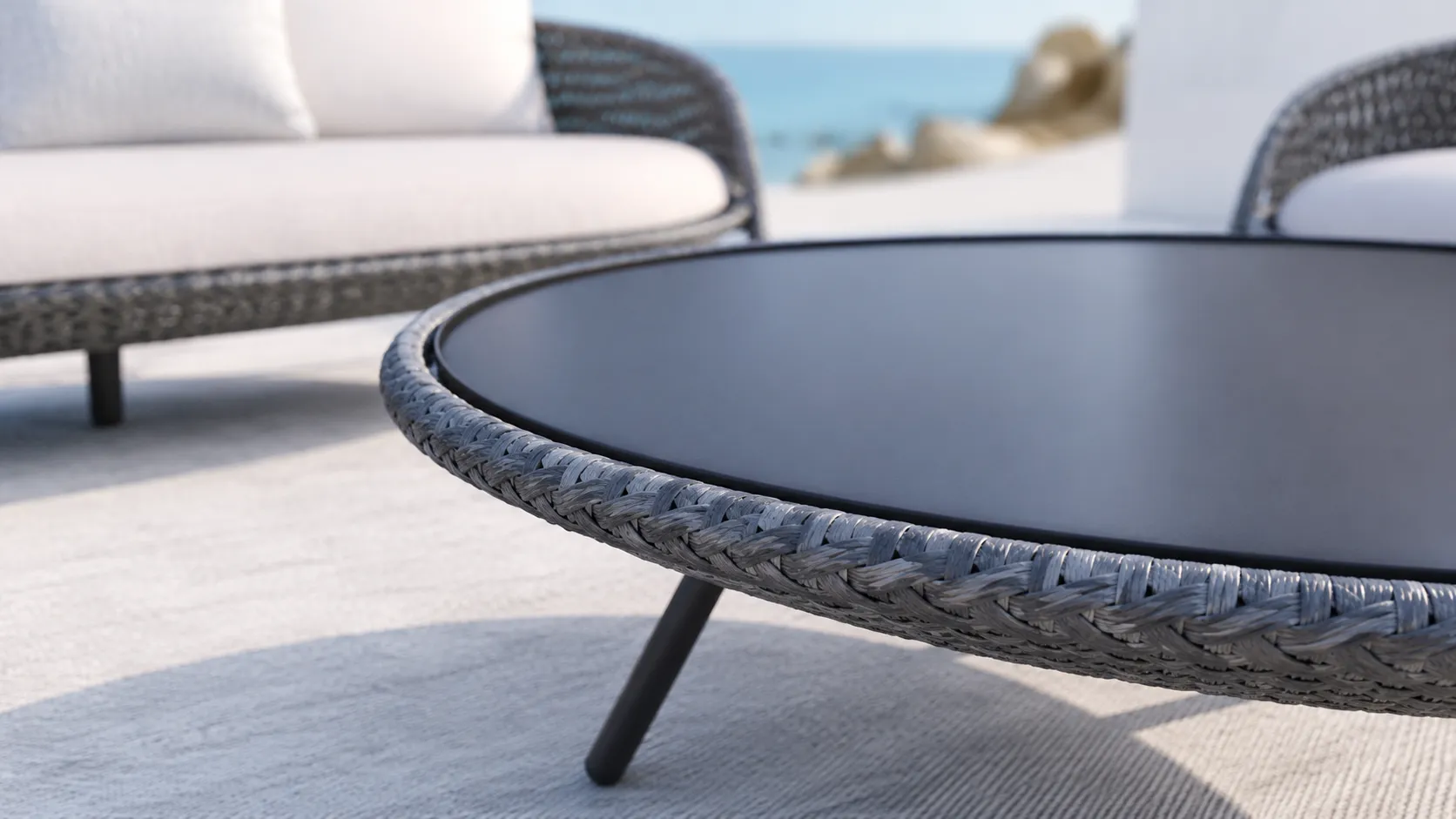 Grey Wicker Outdoor Conversation Set for Hospitality Projects