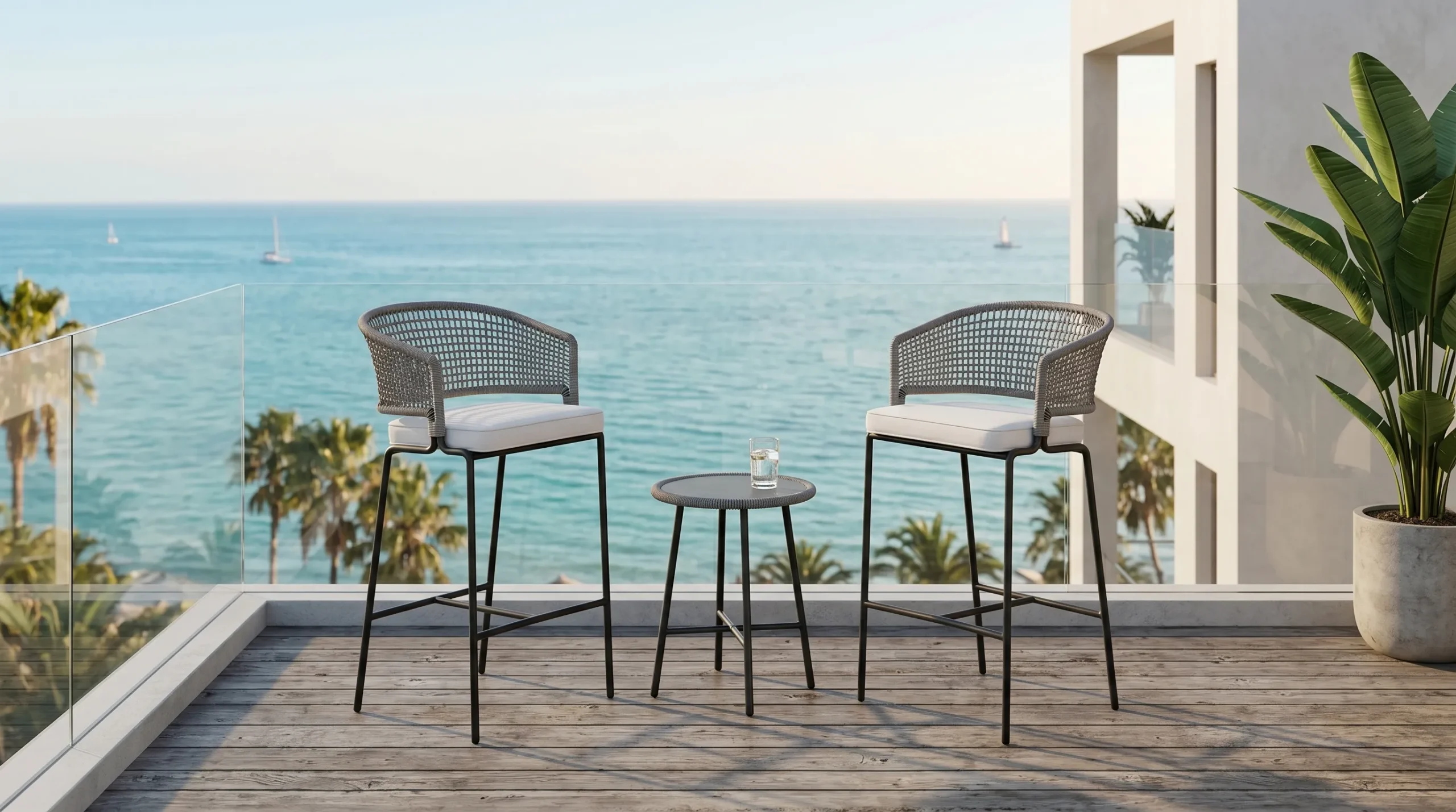 Grey Rope Outdoor Bar Stool for Hotel Bar Projects