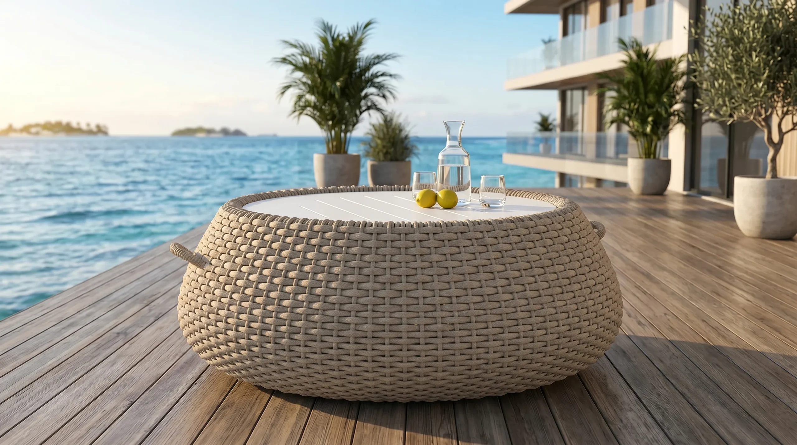 Rope Outdoor Coffee Table for Hospitality Lounge Projects
