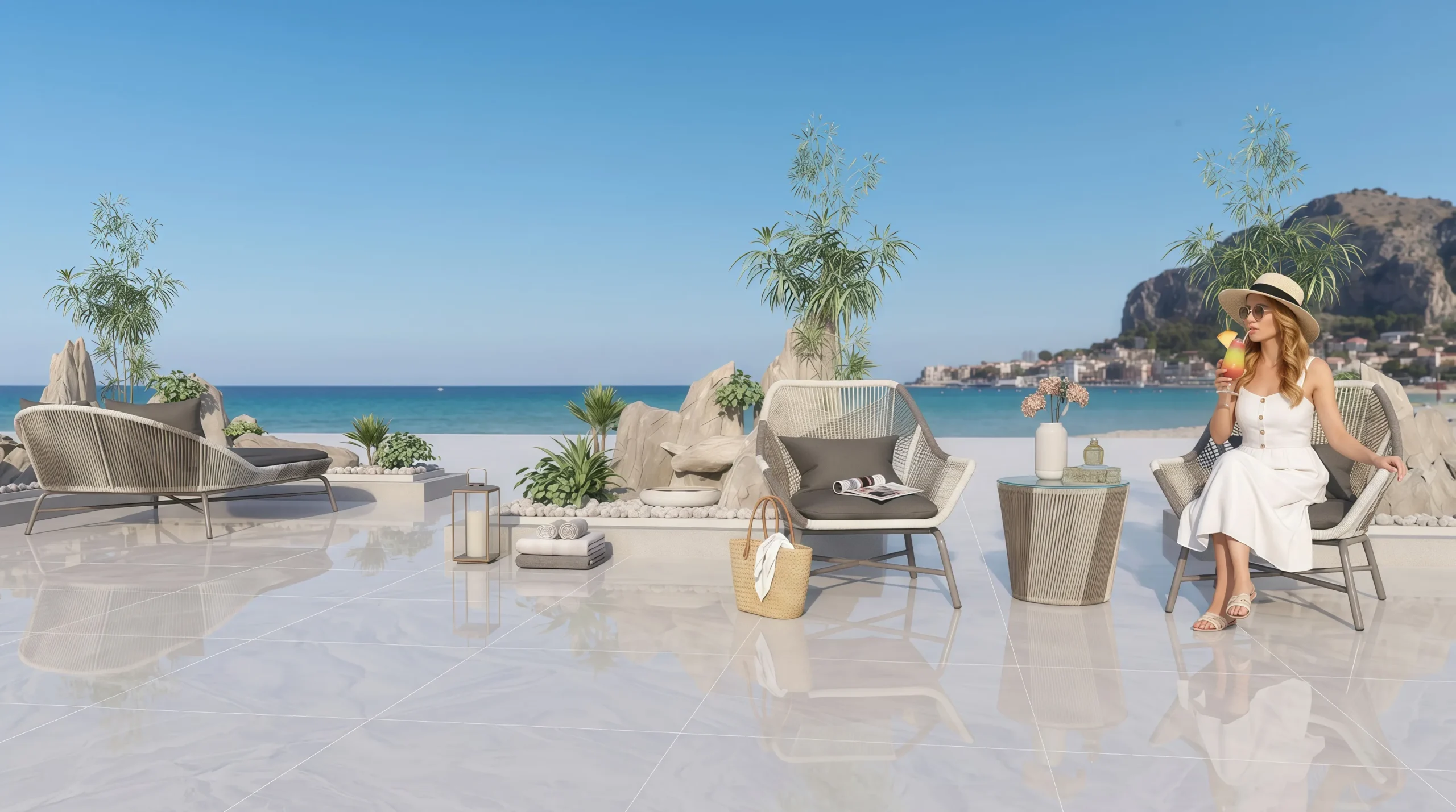 Rope Lounge Chair Bistro Set for Outdoor Hospitality Projects