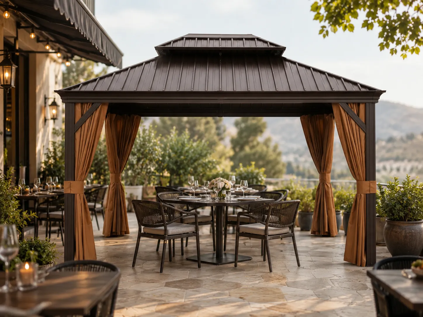 Galvanized steel pavilion gazebo for hotel outdoor spaces