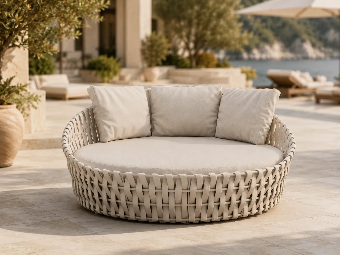 Large rope outdoor daybed for hotel outdoor leisure areas