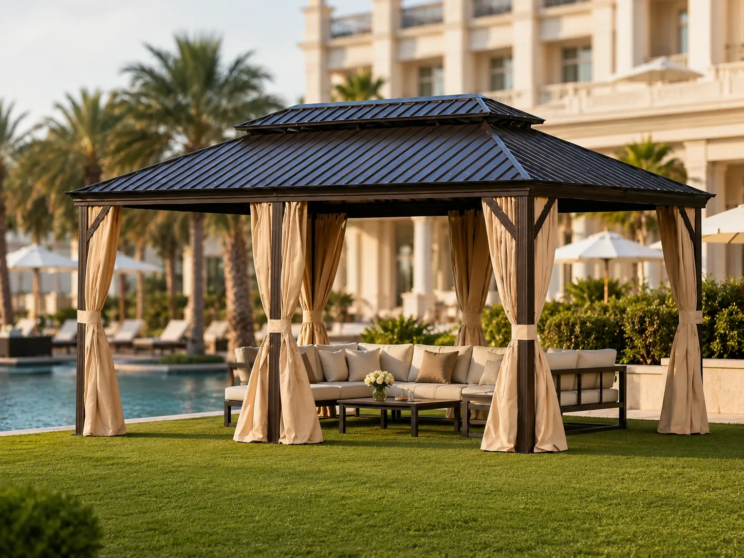Extra large outdoor pavilion gazebo for hotel outdoor spaces