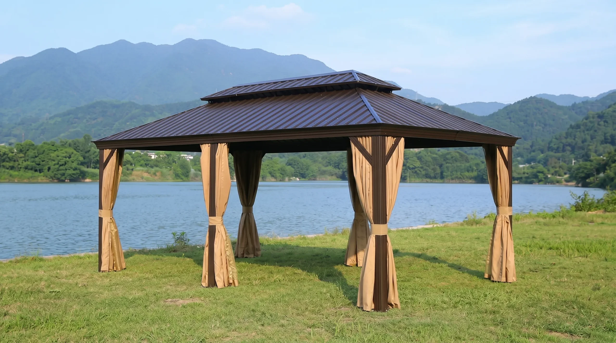 Extra Large Outdoor Gazebo with Curtains