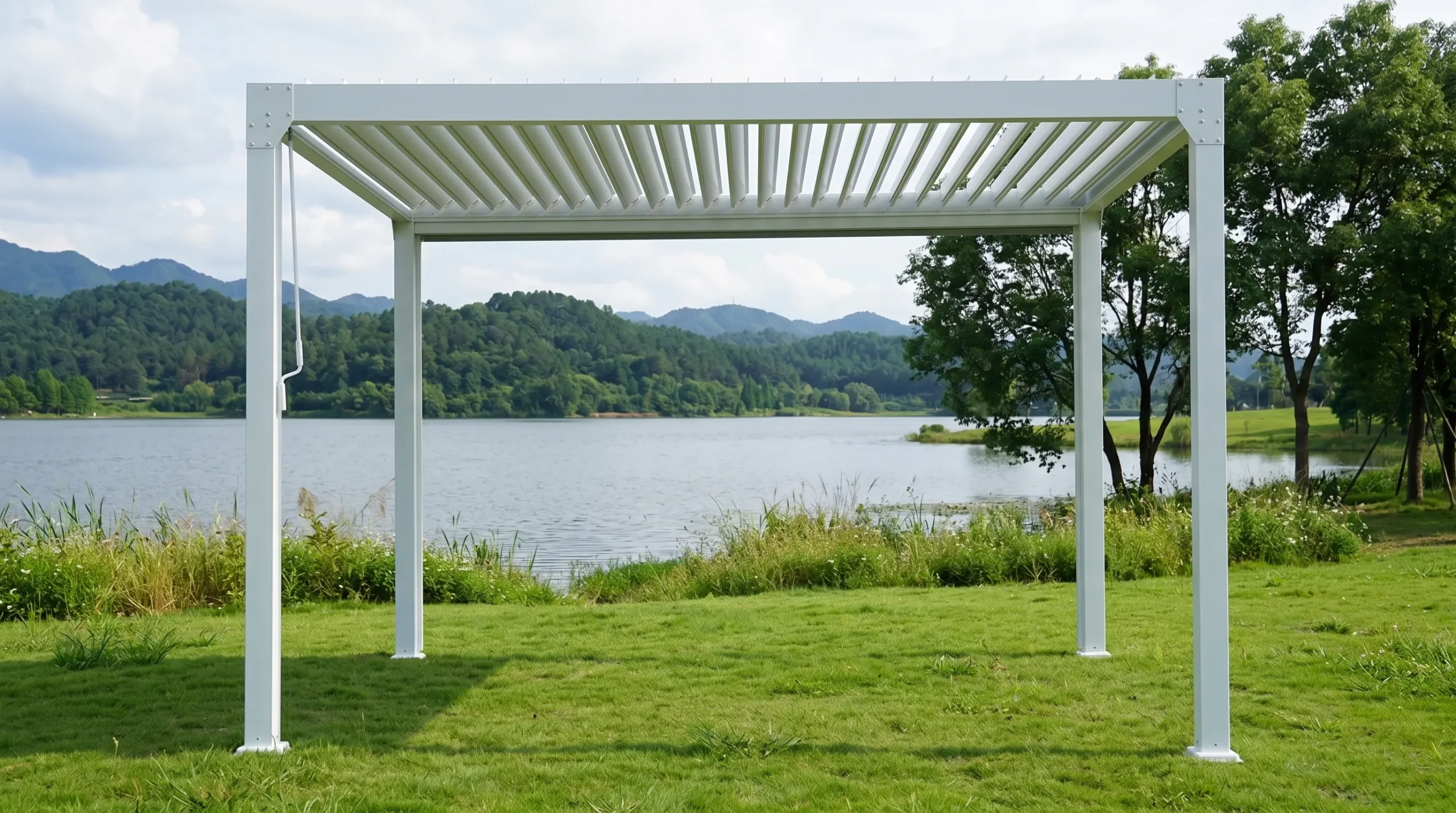 Stainless Steel Outdoor Louvered Moonlight Pergola for Patio & Resort Shade