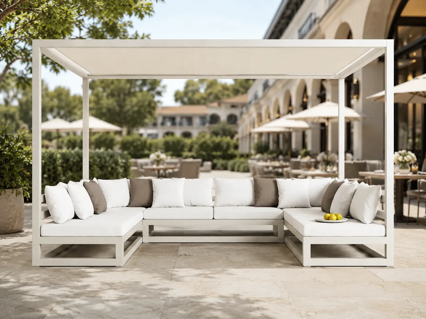 Aluminum cabana sofa daybed for hotel terrace spaces