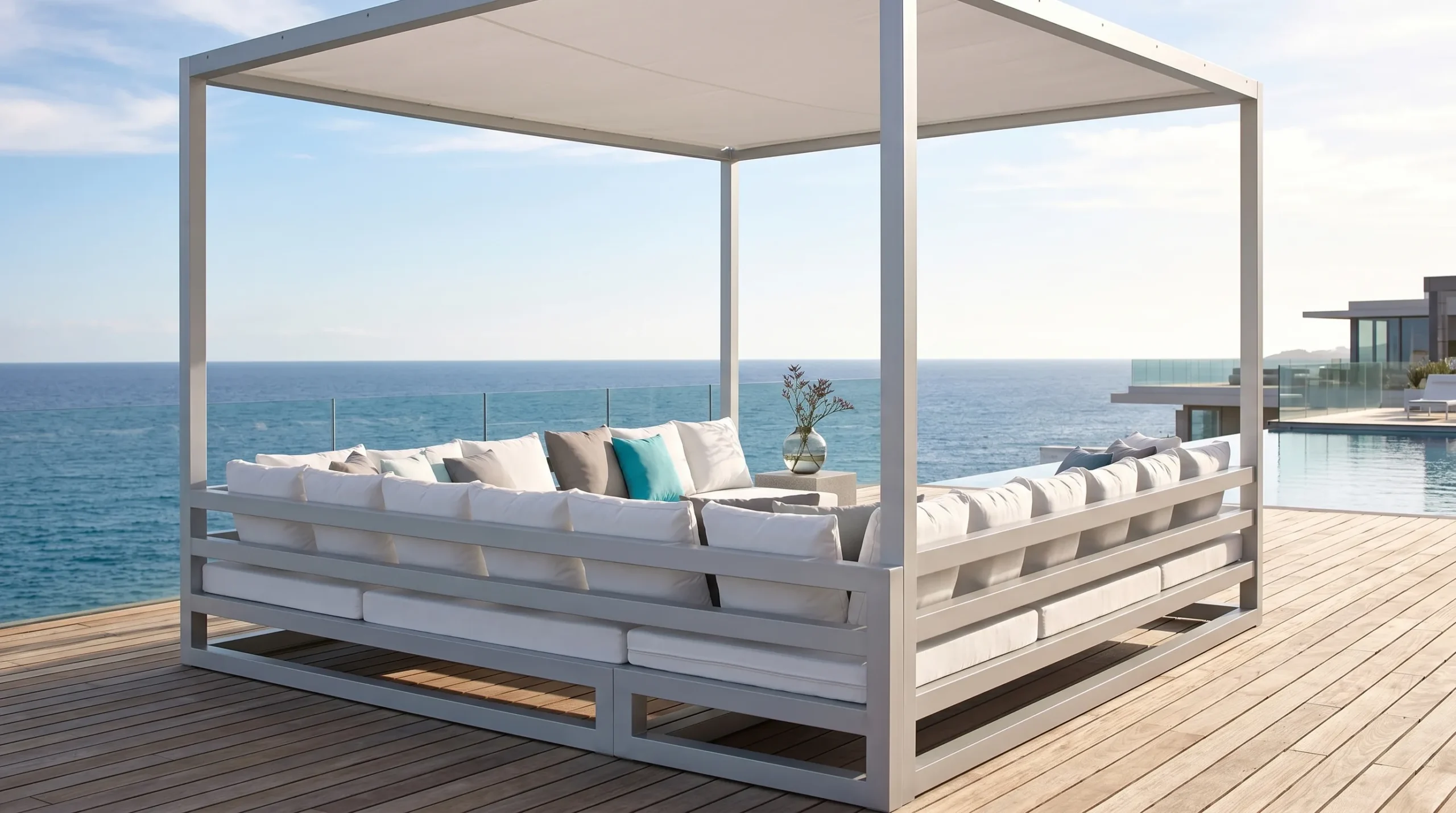 Stainless Steel Outdoor Cabana Daybed with Canopy