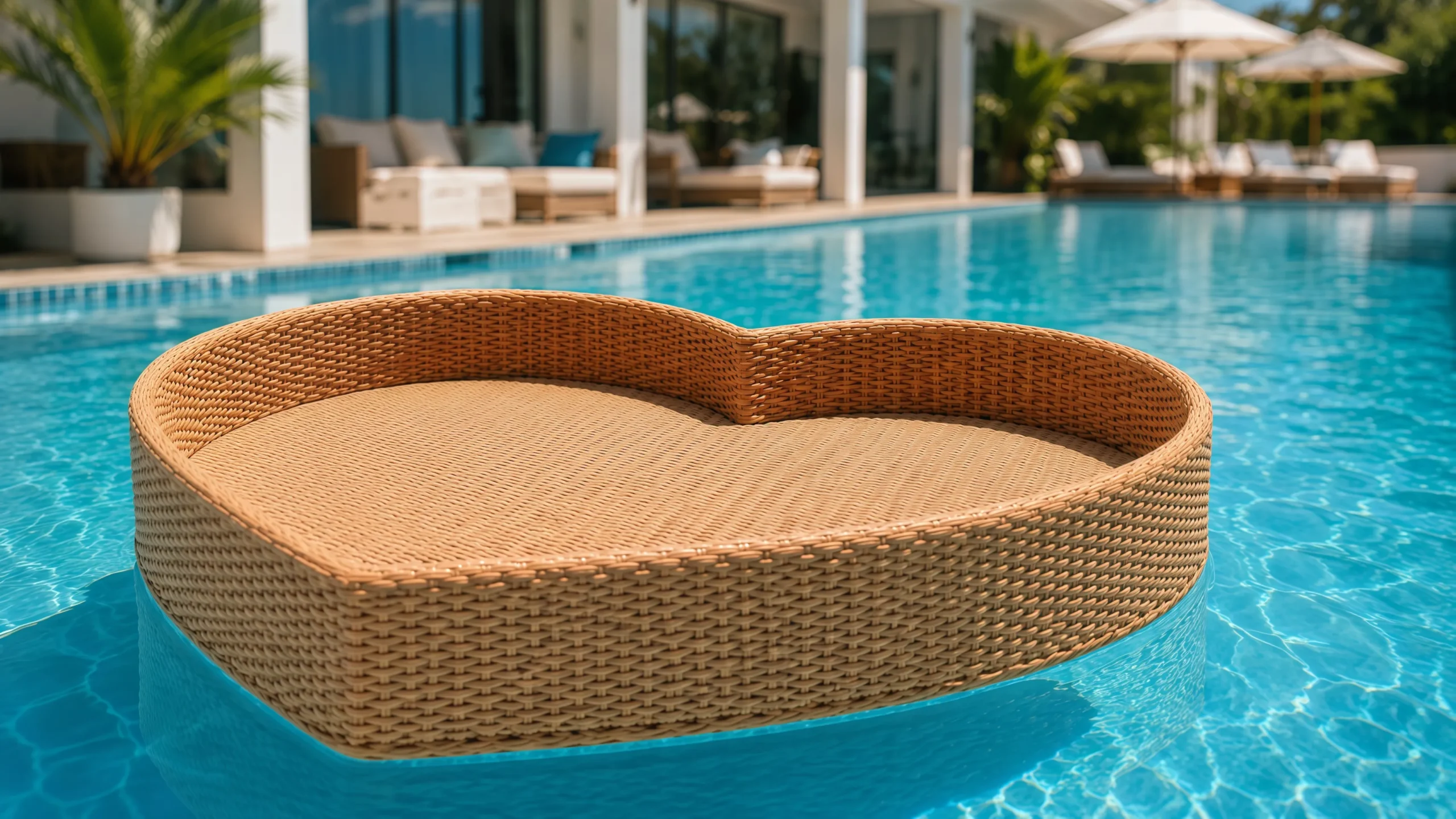 PE Rattan Floating Pool Tray for Resort Breakfast & Poolside Service
