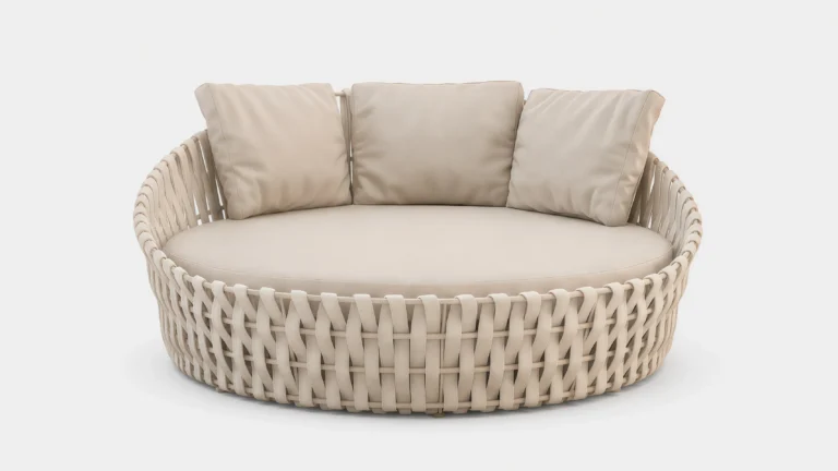Large Rope Outdoor Daybed with Beige Cushions