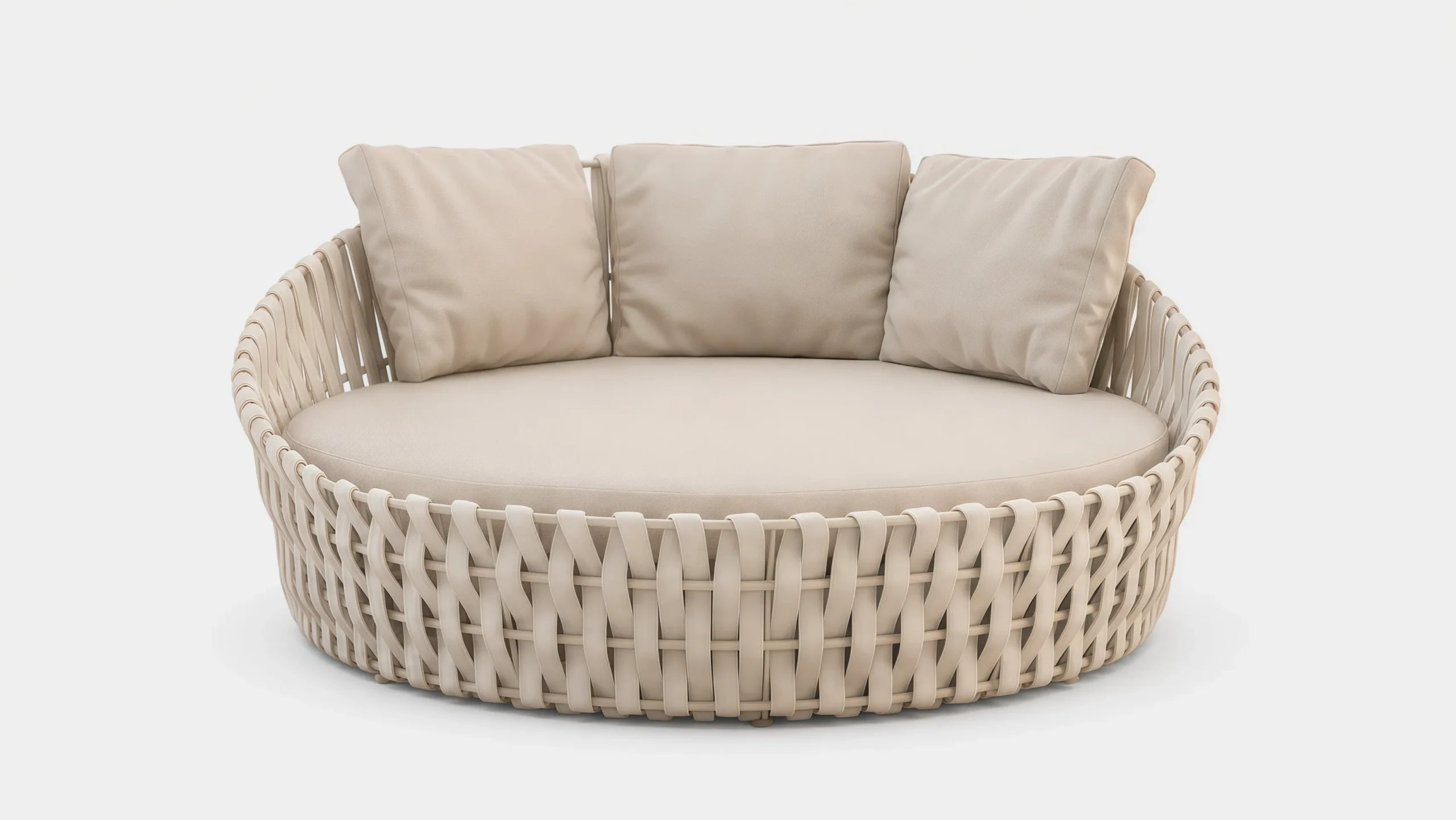 Large Rope Outdoor Daybed with Beige Cushions