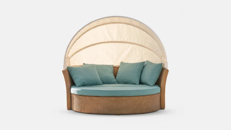 Large Wicker Outdoor Daybed with Adjustable Canopy