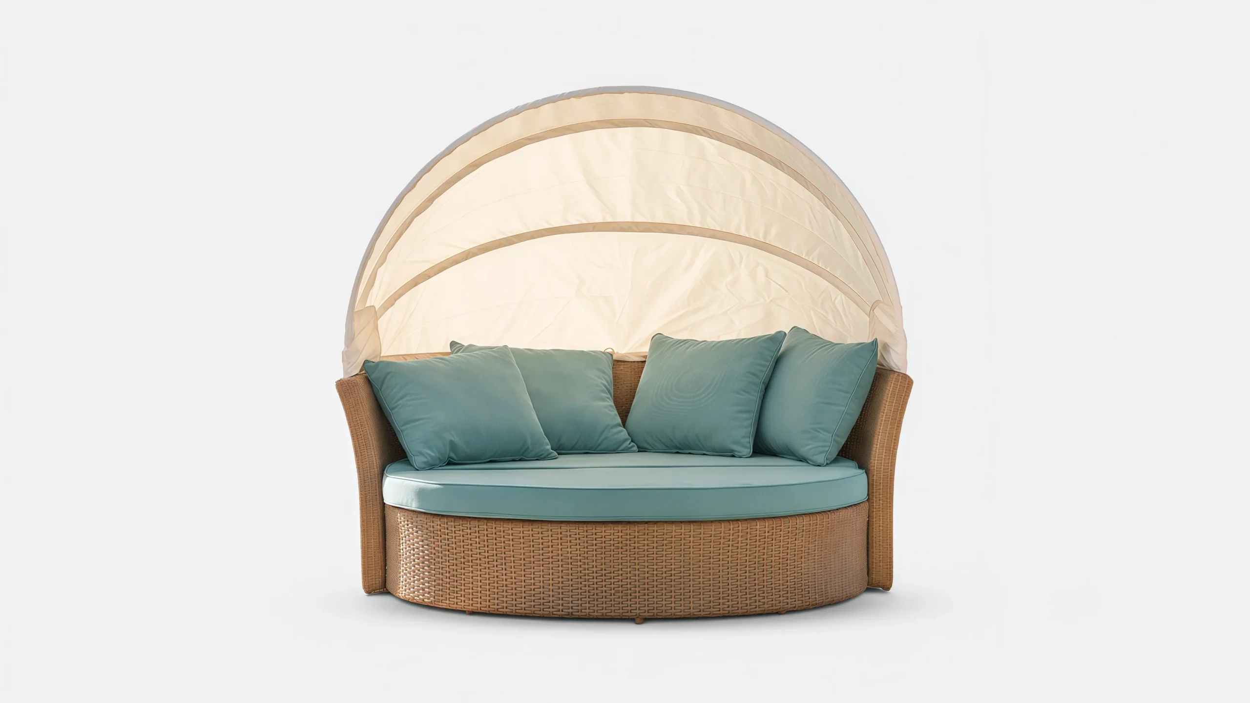 Large Wicker Outdoor Daybed with Adjustable Canopy