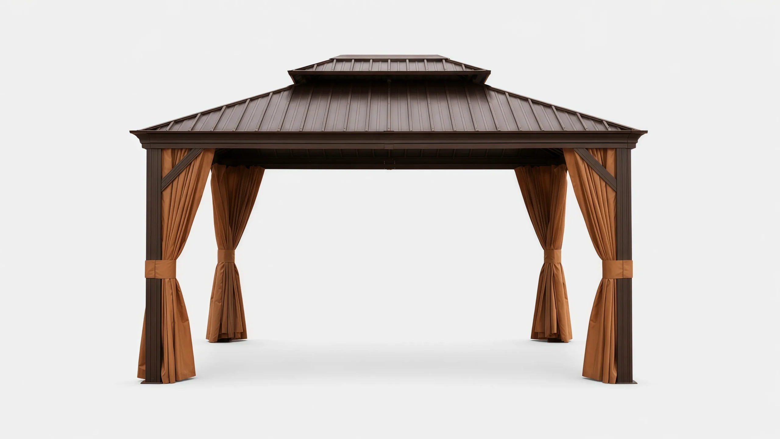 Luxembourg Double Roof Galvanized Steel Gazebo with Curtains