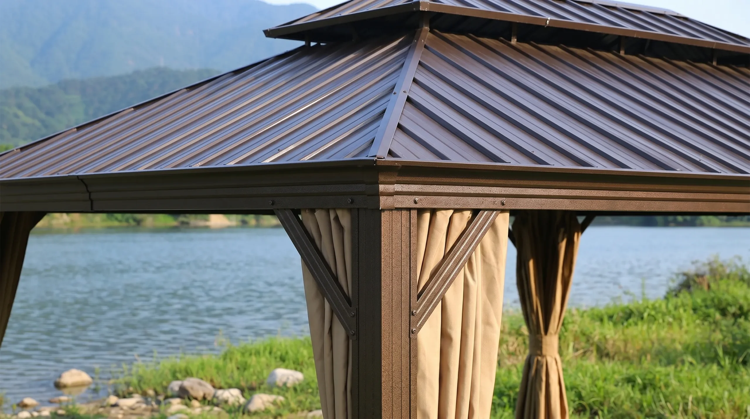 Extra Large Outdoor Gazebo with Curtains