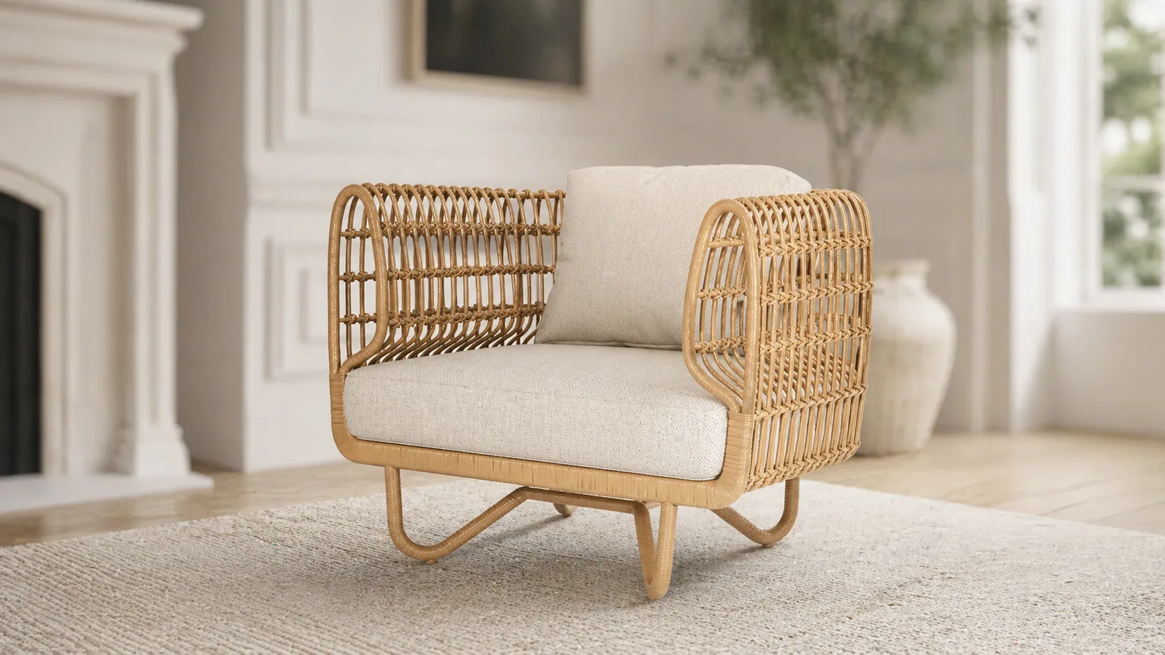 Natural Rattan Outdoor Lounge Chair for Hotels and Resorts