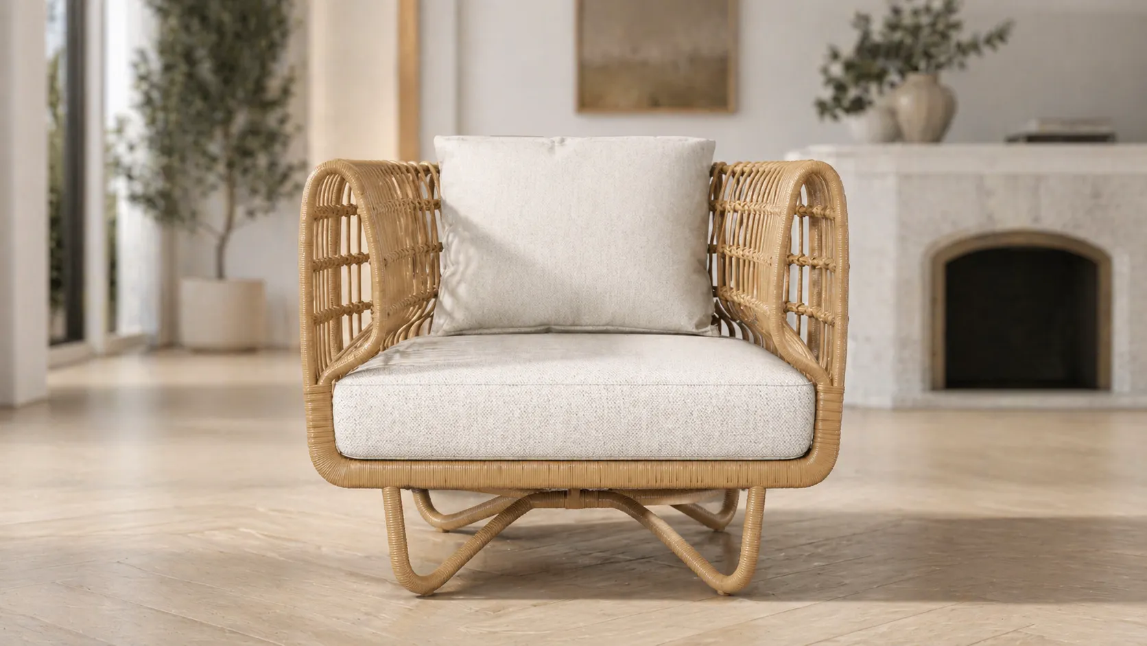 Natural Rattan Outdoor Lounge Chair for Hotels and Resorts